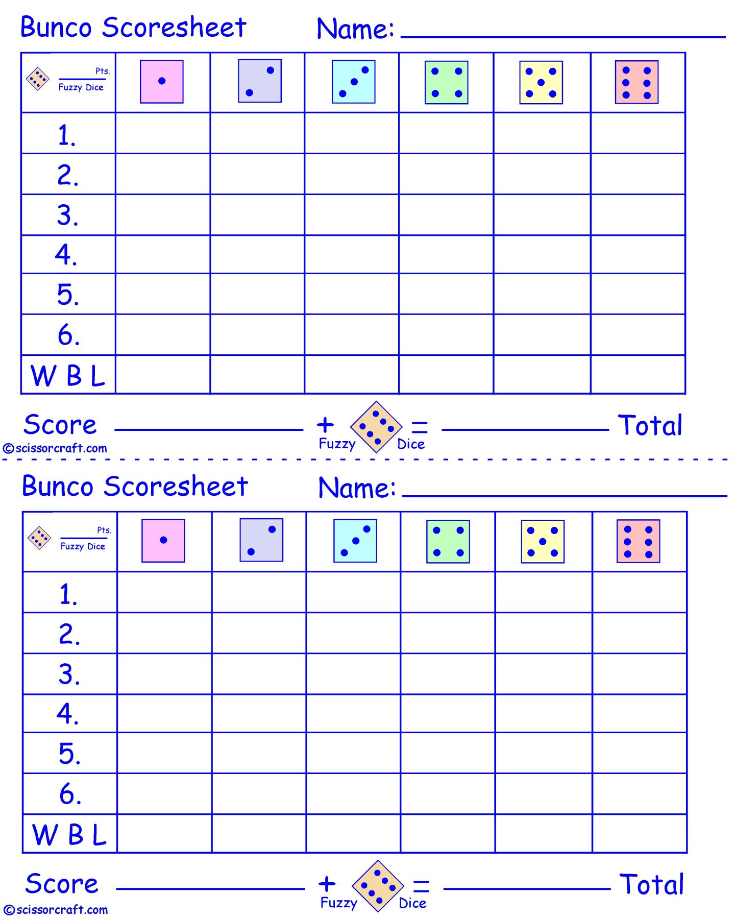 Large Print Score Cards - Theory of Pat