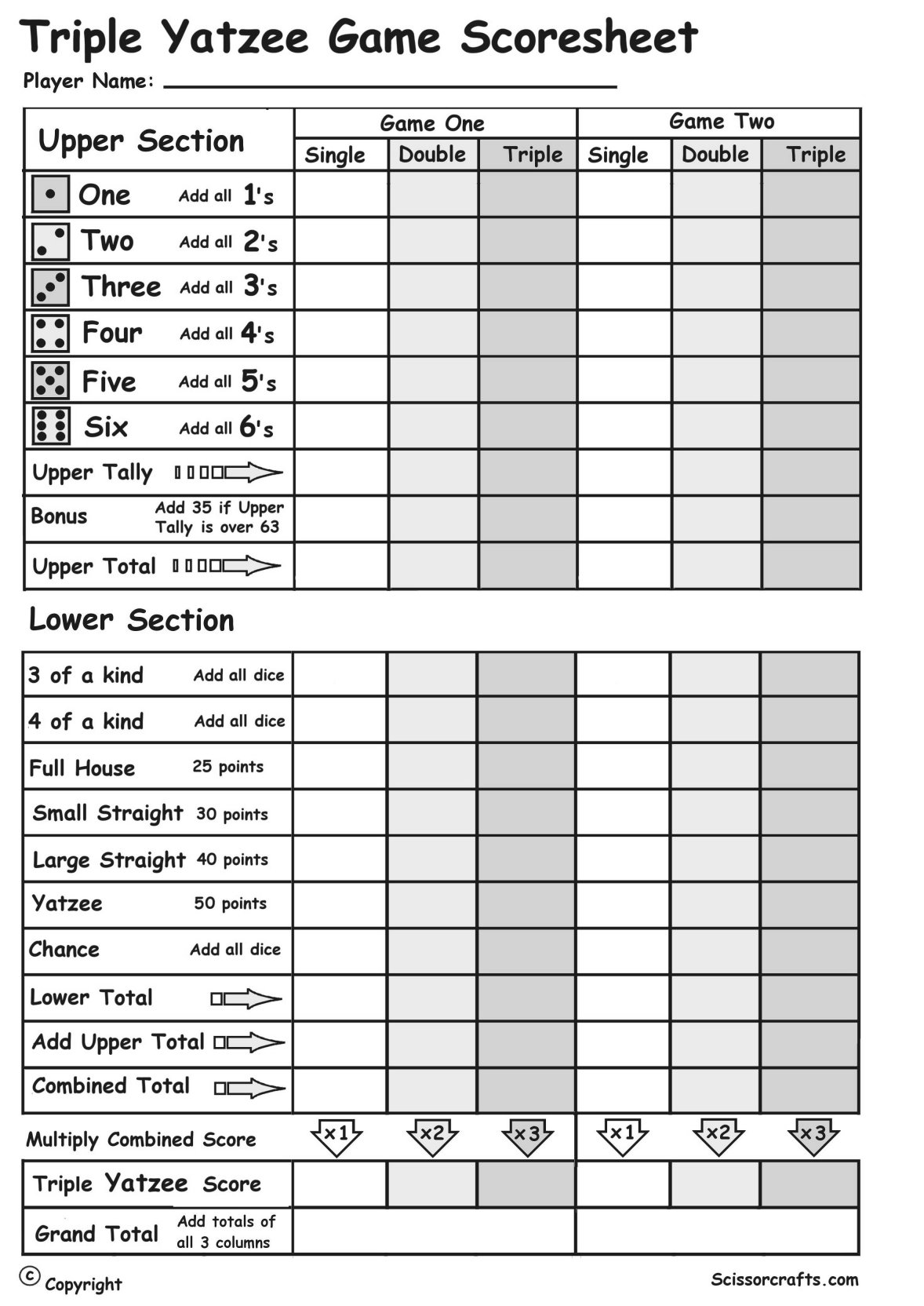 Large Print Score Cards - Theory of Pat